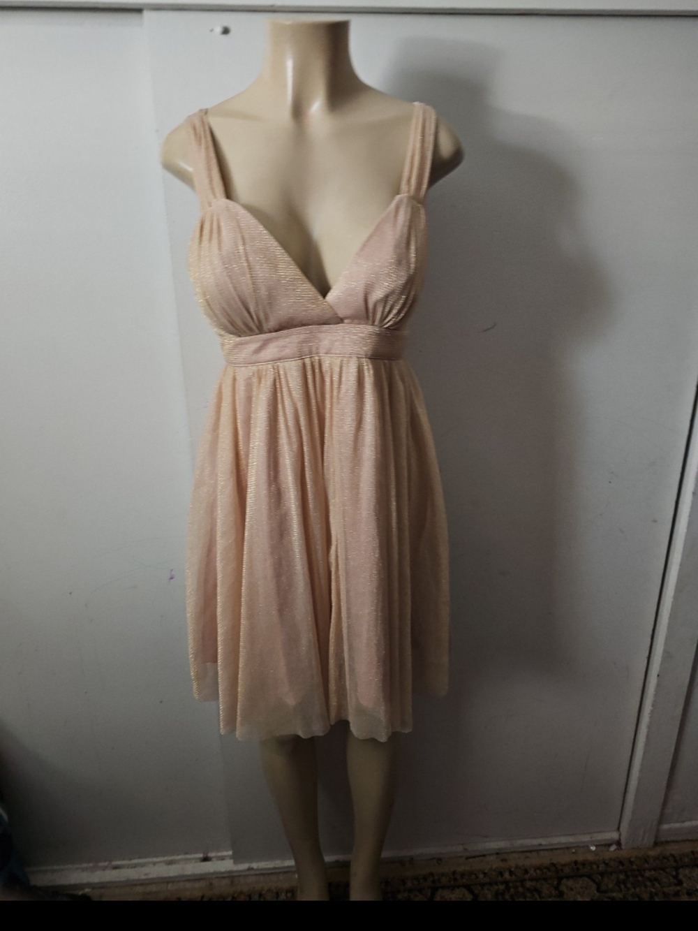 Shimmery Blush Empire-Waist Midi Dress